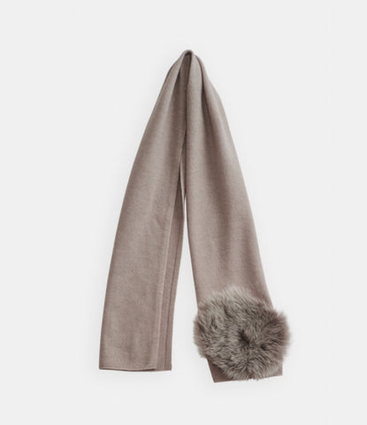 Belle Enfant Oyster Scarf with Shearling Fur Pom Pom