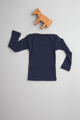 Flora and Henri Rib Lap Shoulder L/S Tee Navy