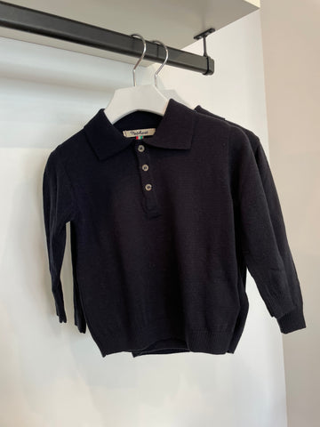 Nupkeet Navy Long Sleeve Knit Polo