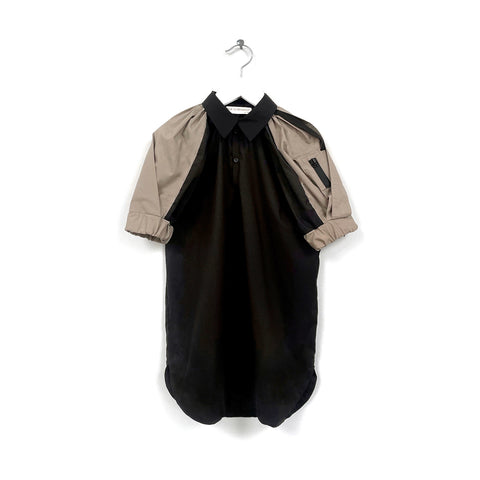 Anja Schwerbrock Black/Sand Puff Sleeve Shirt Dress