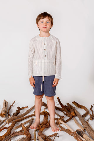 Annice Stripe Shirt with Flap Pocket