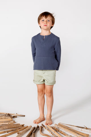 Annice Grey Blue Double Gauze with Side Pockets