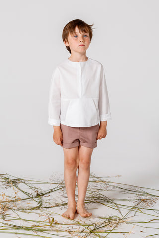 Annice White Linen Front Pocket Shirt
