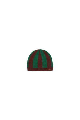 Tinycottons Green & Aubergine Stripes Baby Beanie