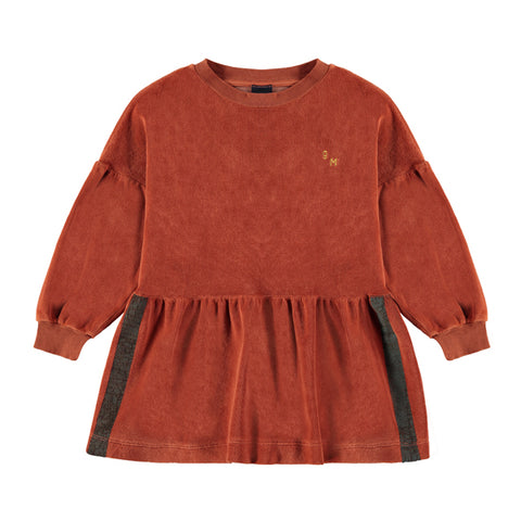 Bonmot Terracotta Side Stripes Velvet Dress
