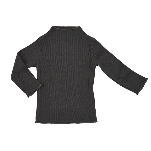 Bacabuche Washed Black Baby Rib Mock Neck & Legging Set