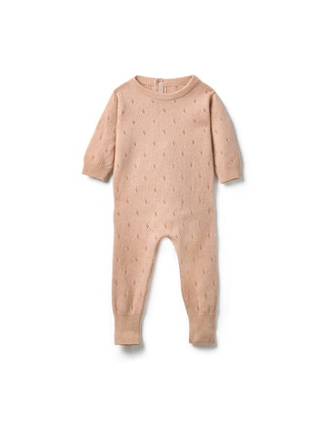 Belle Enfant Peach Pointelle Romper