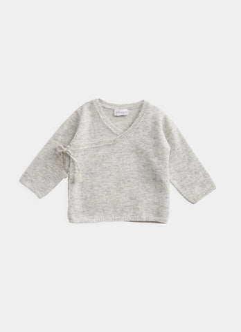 Belle Enfant Silver Grey Marl Wrap Top Footed Leggings Set