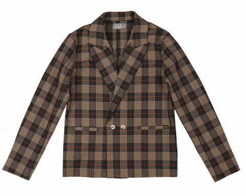 Belati Charcoal Plaid 2 Buttons Jacket