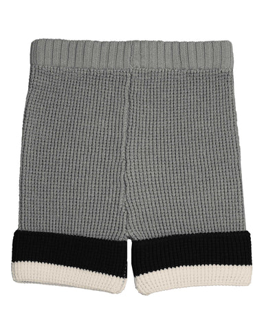 Belati Iris Flower Contrast Trim Waffle Knit Shorts