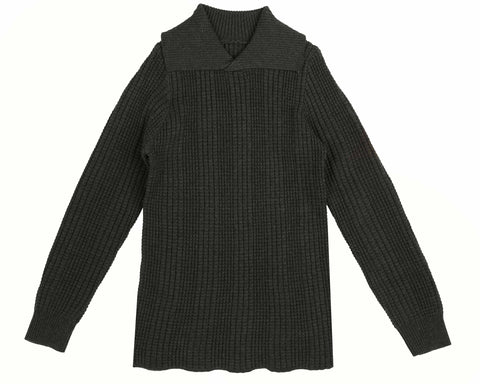 Belati Charcoal Waffle Knit With Folded Collar