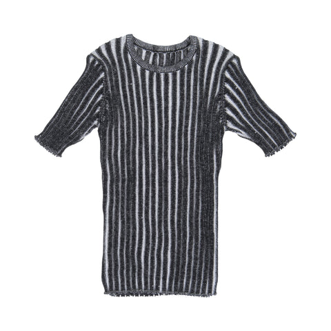 Belati Black Tonal Rib Knit Top