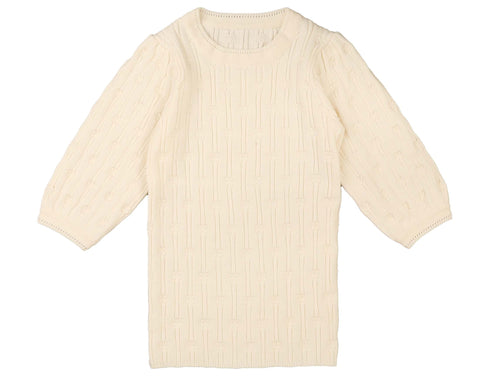 Belati Ivory Pointelle 3/4 Sleeve Shell