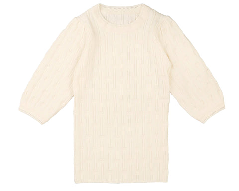 Belati White Pointelle 3/4 Sleeve Shell