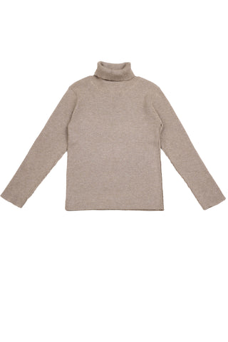 Belati Beige Rib Turtleneck Sweater