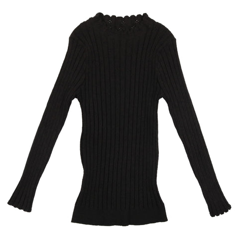 Belati Black Pointelle Crew Neck Sweater