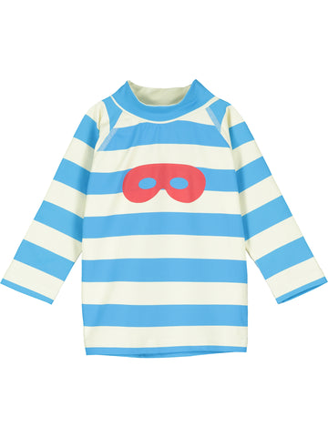 Beau Loves Blue Stripe Baby Hero Mask Rashguard