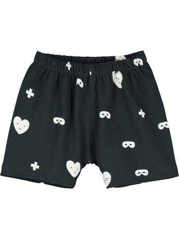 Beau Loves Black Hearts + Mask Shorts