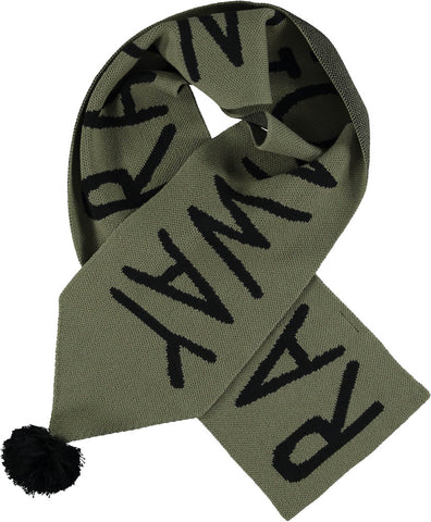 Beau Loves Moss Rain Go Away Knit Scarf with Pompom
