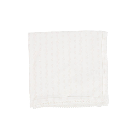 Lil Legs White Heart Pointelle Printed Blanket
