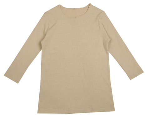 Belati Beige 3/4 Sleeve Basic Waffle Shell