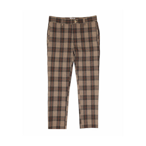 Belati Beige Plaid Slim Pants