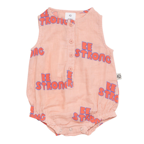Wynken Dusk Pink Be Strong Woven Romper