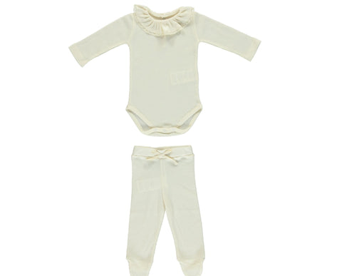 Bebe Organic Natural Bebe Body Ruffle Collar & Legging Set