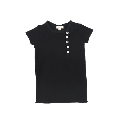 Lil Legs Black Sideways Rib Short Sleeve Tee