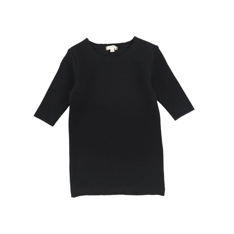 Lil Legs Black Rib 3/4 Sleeve T-Shirt