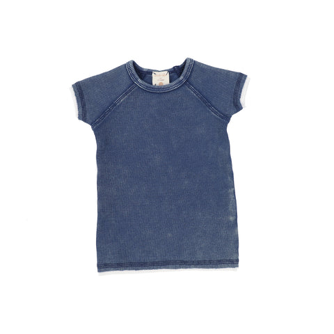 Lil Legs Blue Denim Wash Rib Short Sleeve T-Shirt