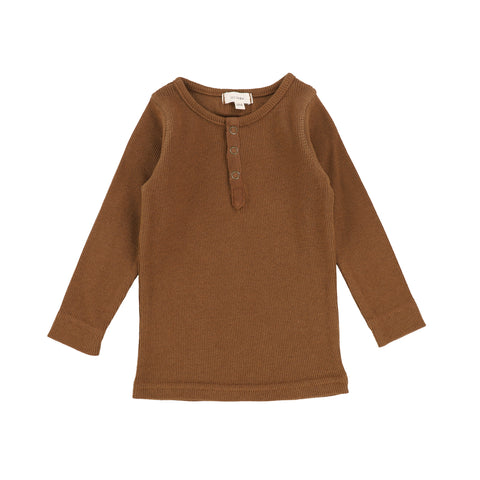 Lil Legs Caramel Snap Henley Tee