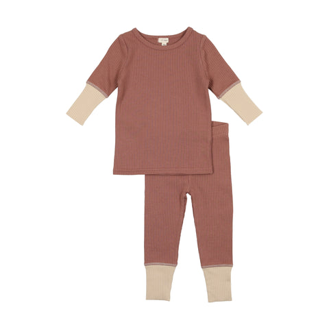 Lil Legs Rosewood/Nude Classic Long PJ Set