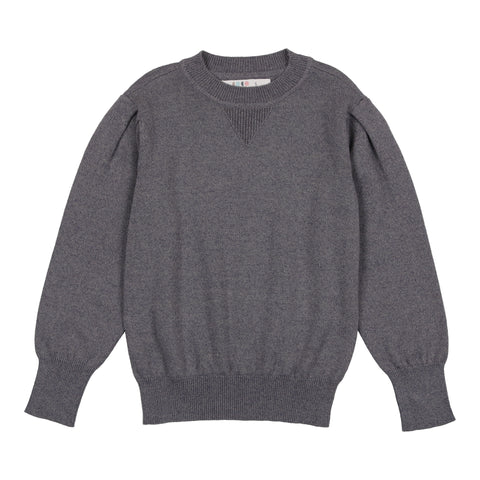 Coco Blanc Heathered Blue Puff Sleeve Sweater