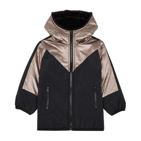 Hundred Pieces Faux Fur Reversible Bronze & Black Jacket