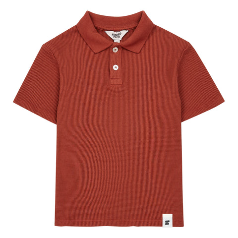 Hundred Pieces Burnt Orange Waffle Polo Shirt
