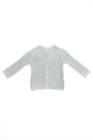 Flora and Henri Dove Grey Cashmere Yoke Cardigan