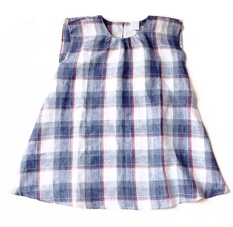 La Bottega di Giorgia Blue Check Sleeveless Dress