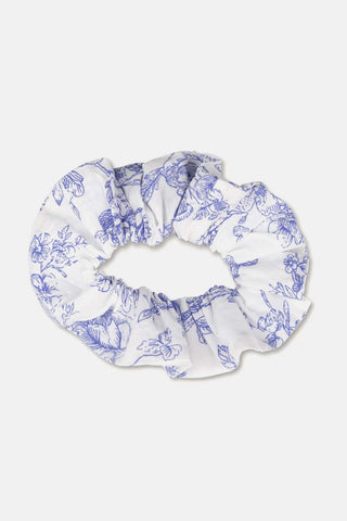 My Little Cozmo Ivory/Blue Flowers Scrunchie
