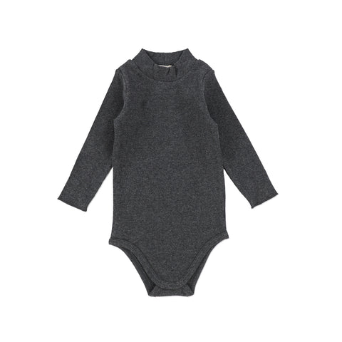 Lil Legs Heather Grey Ribbed Mock Neck Onesie