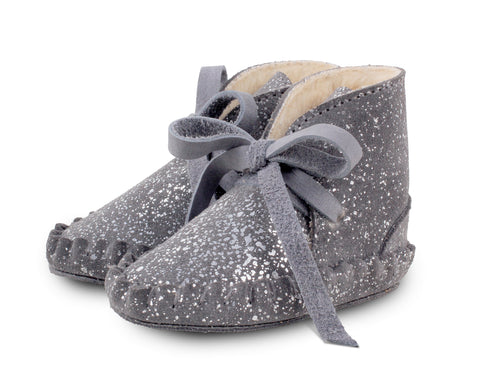 Donsje Amsterdam Grey Metallic Suede Pina Exclusive Lining