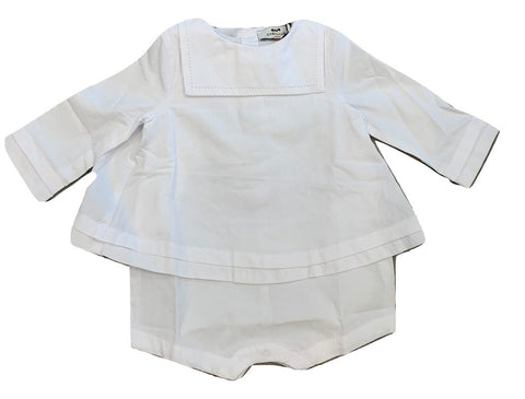 Cyrillus White Baby Bib Romper