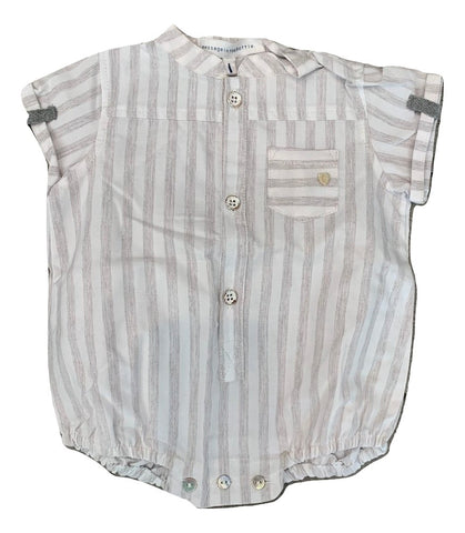 Message In the Bottle Grey Stripe Lazar Romper
