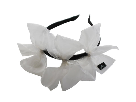 Arbii Sheer White Meringue Triple Bow Headband