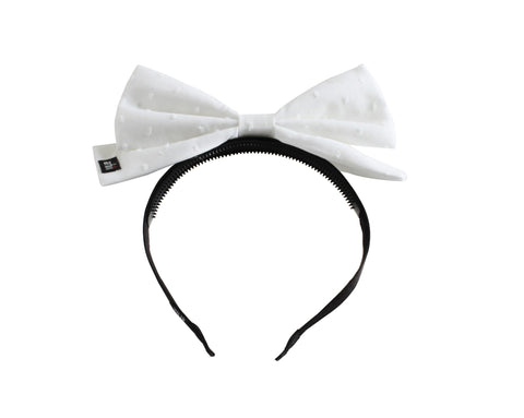 Arbii White Dot Dolly Bow Headband