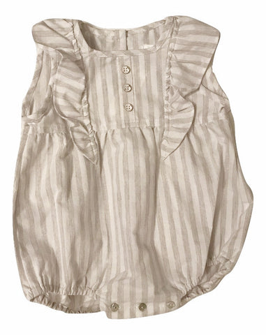 Message In the Bottle Grey Stripe Nina Baby Girl Romper