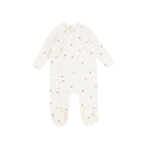 Lil Legs Ivory/Mauve Poppy Footie
