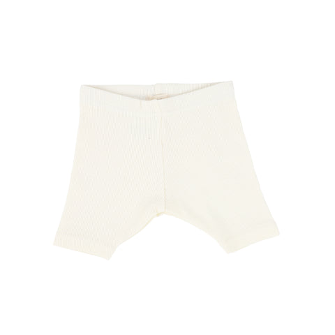 Lil Legs Ivory Ribbed Biker Shorts