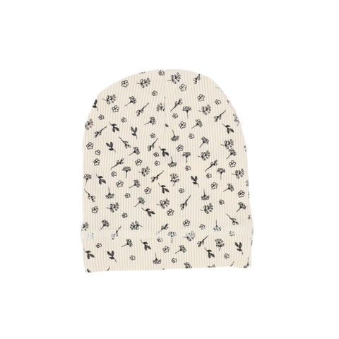 Lil Legs Natural/Black Floral Beanie