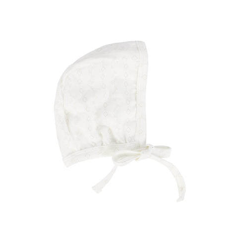 Lil Legs White Diamond Pointelle Printed Bonnet